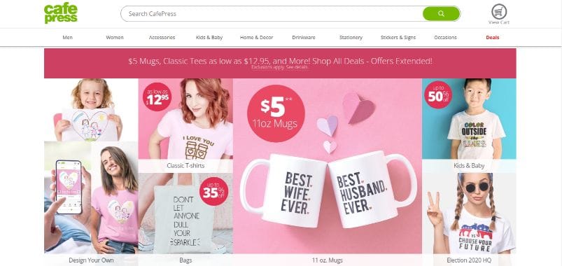 Cafepress - custom t-shirts and promotional mugs