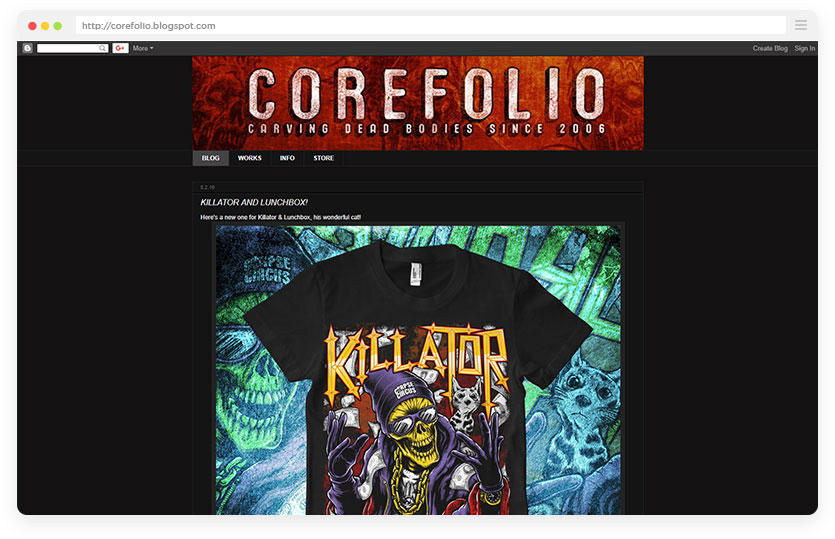 Corefolio - online artwork creator, horror genre, zombie pictures for custom t-shirts