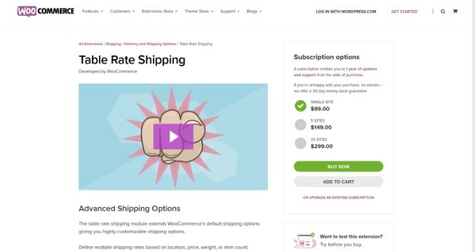 WooCommerce Table Rate Shipping - Woocommerce plugin