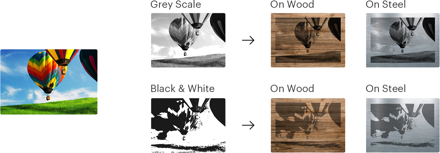 Automatic image conversion to grayscale, single color, black and white