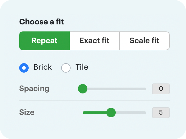Adjust background pattern with tiling, spacing, block tile, brick tile